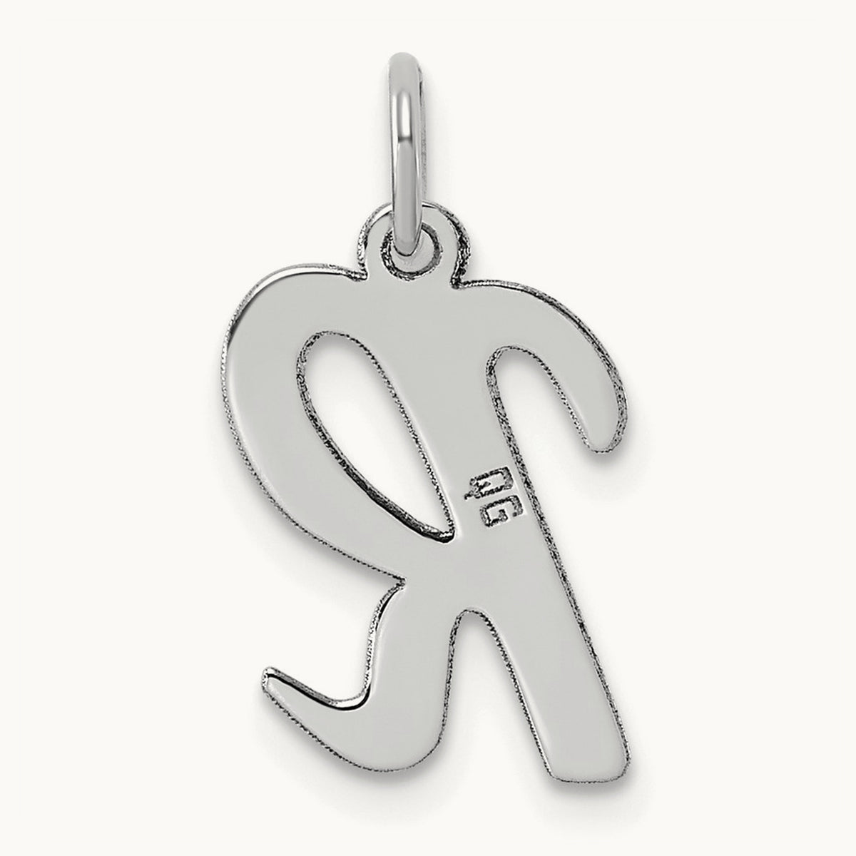 Medium Script Initial Charm — 14K White Gold, R