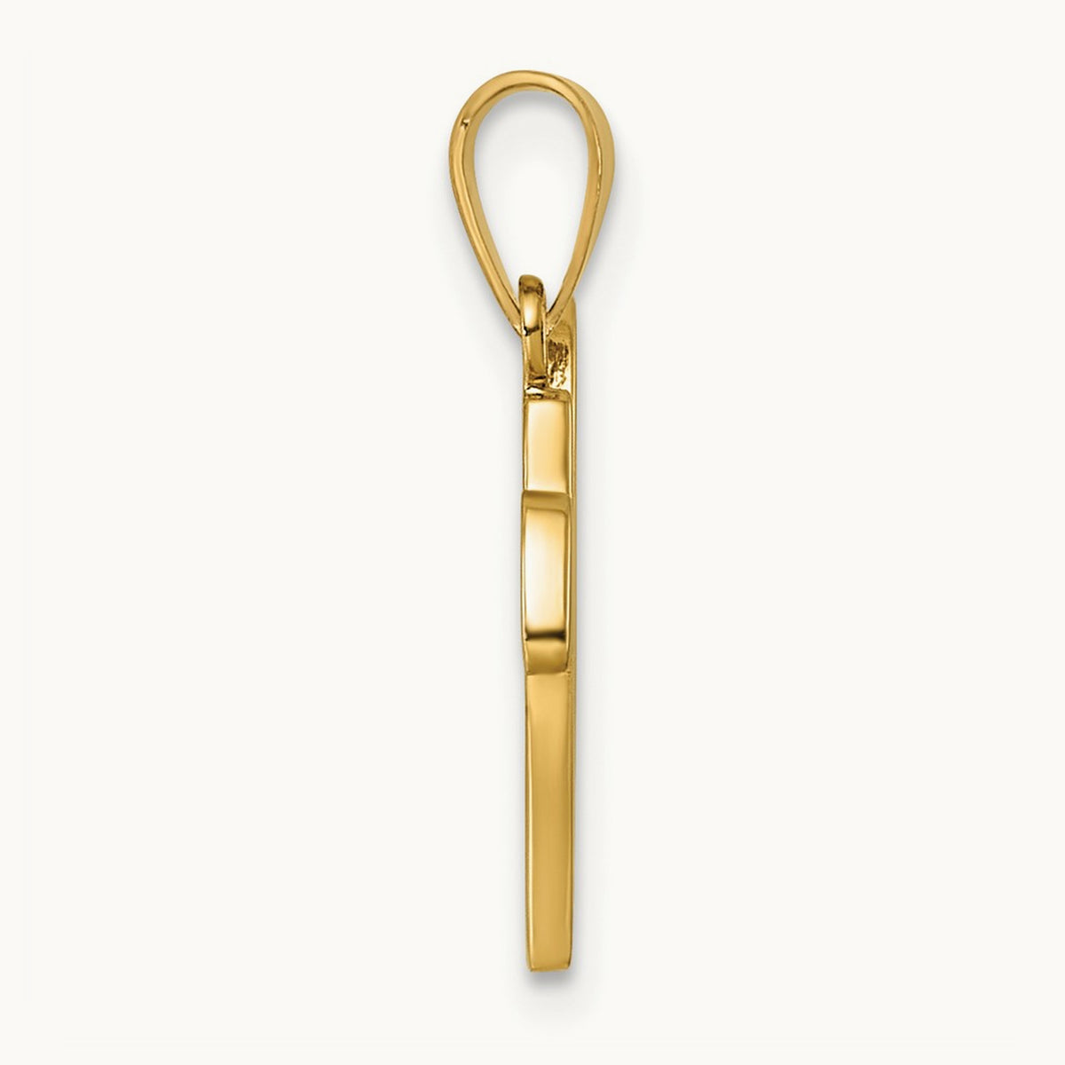Script Letter V Initial Pendant, 14K Yellow Gold