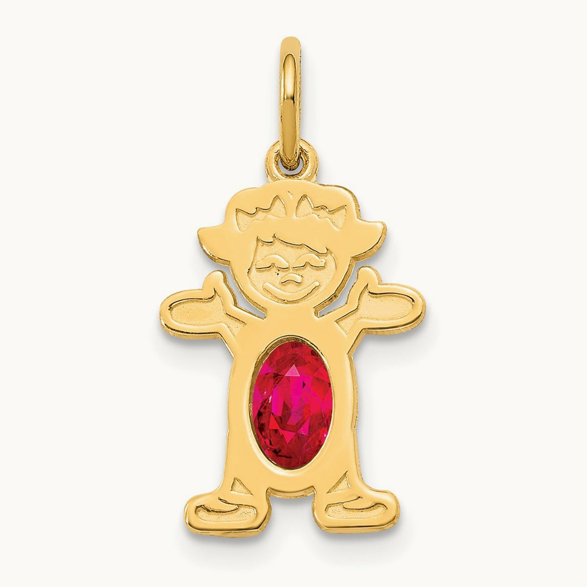 Girl 6x4 Oval Genuine Ruby-July — 14K Yellow Gold