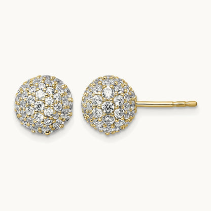 Pave Ball Stud Post Earrings, 2.75-4.25 ct tw Lab-Grown Diamond — 2 3/4 ct, 14K Yellow Gold