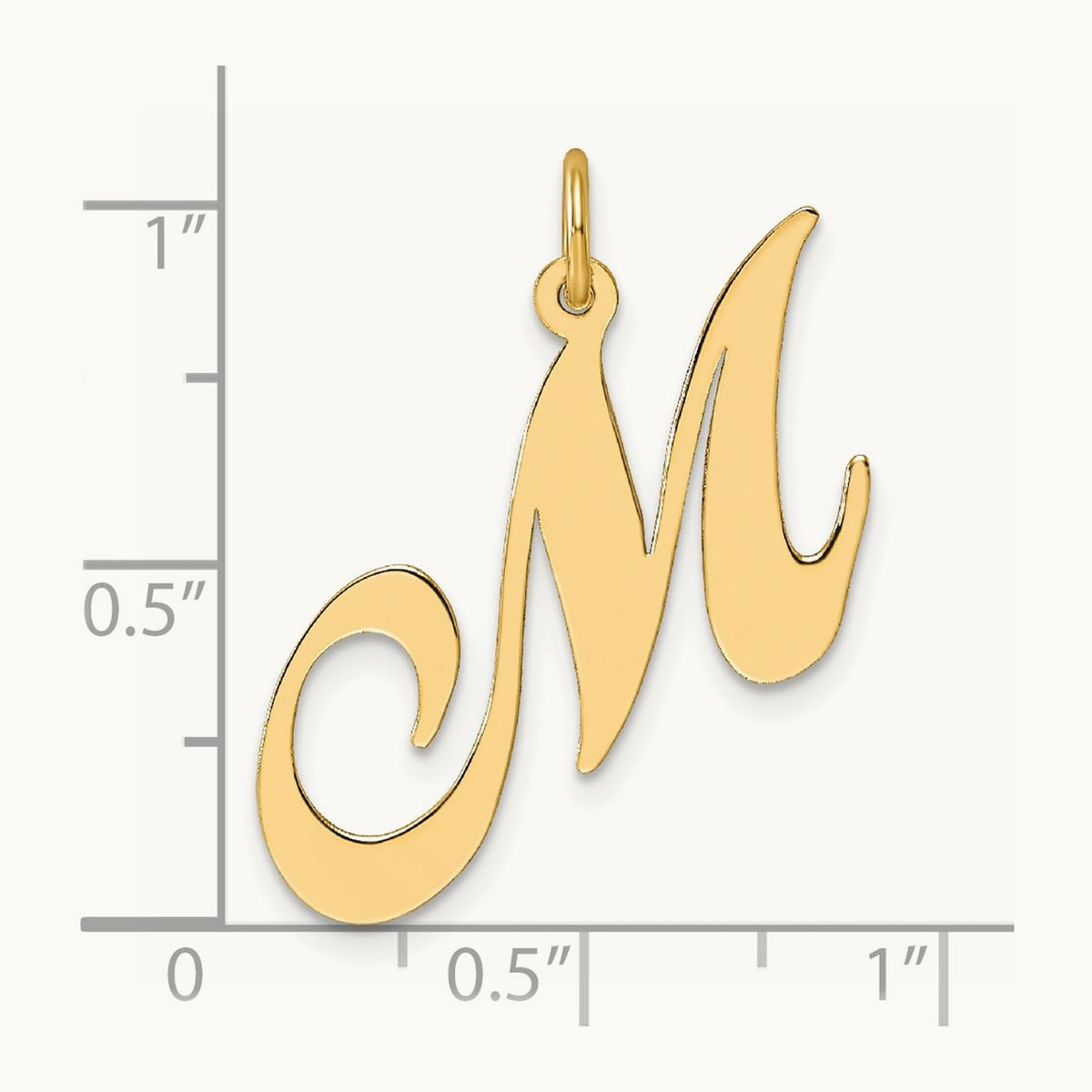 Large Fancy Script Initial Charm — 14K Yellow Gold, M