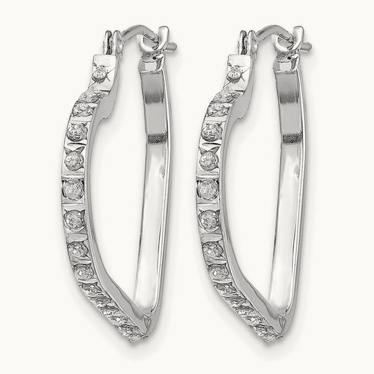 WG Diamond Fascination Diamond Dust/Accent Heart Hoops, 14K