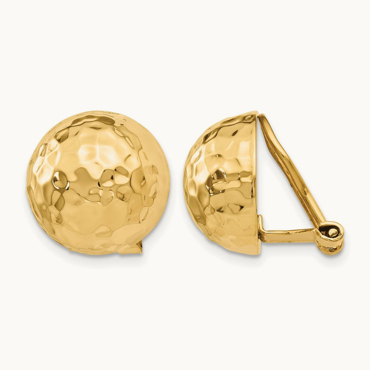 Omega Clip Hammered Non-pierced Earrings — 14mm