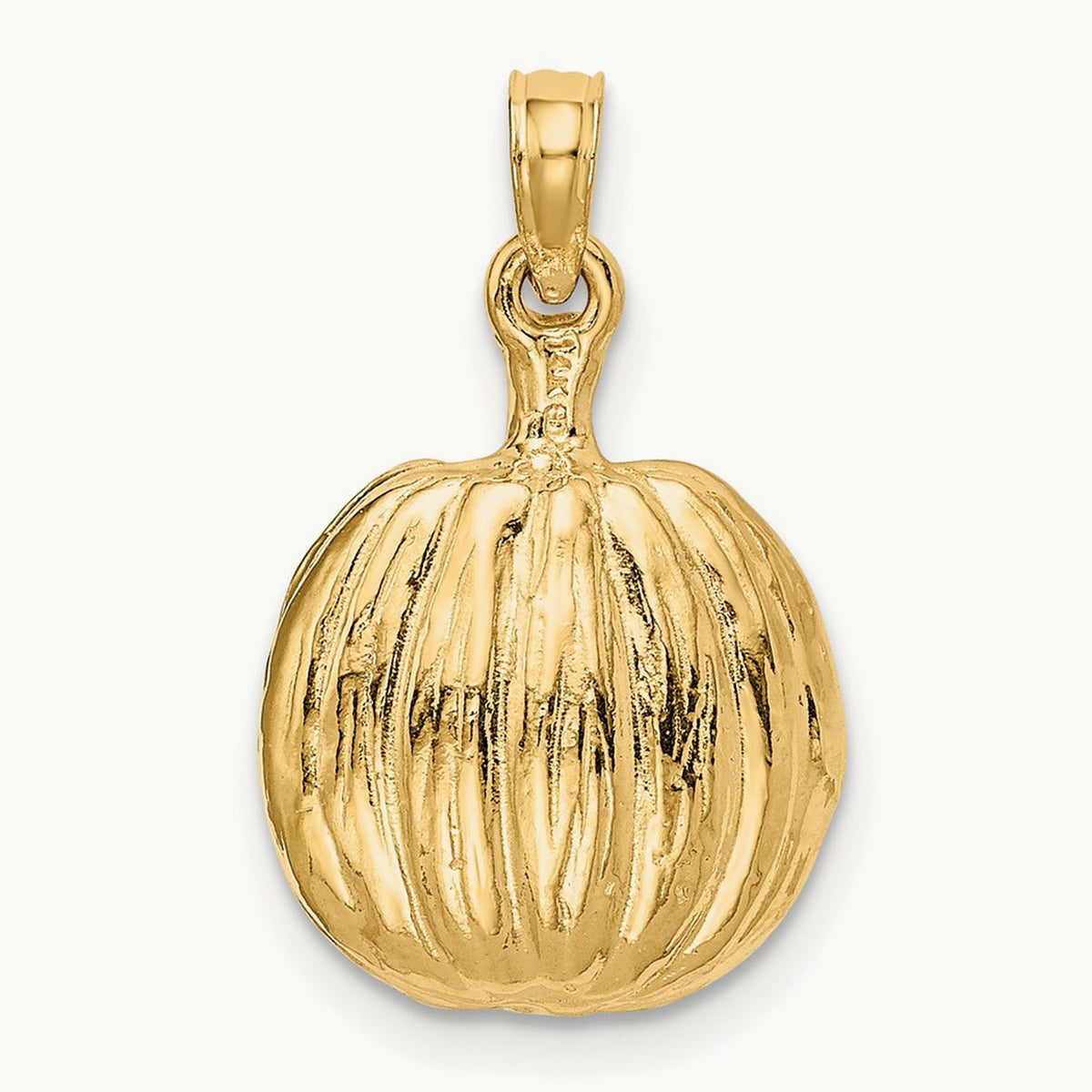 Enameled Inside 3-D Cut-Out Pumpkin Pendant, 14K