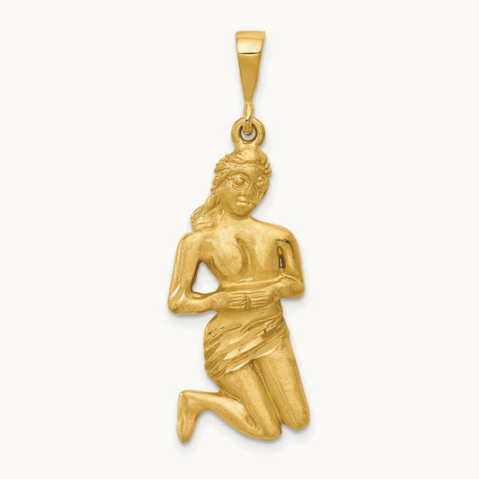 Satin Diamond-cut Virgo Zodiac Charm — 40mm