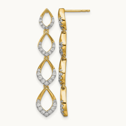 Polished Dangle Diamond Post Earrings, 14K