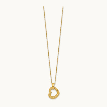 Polished Textured D/C Fancy Heart 16in w/2.25in Ext Necklace, 14K