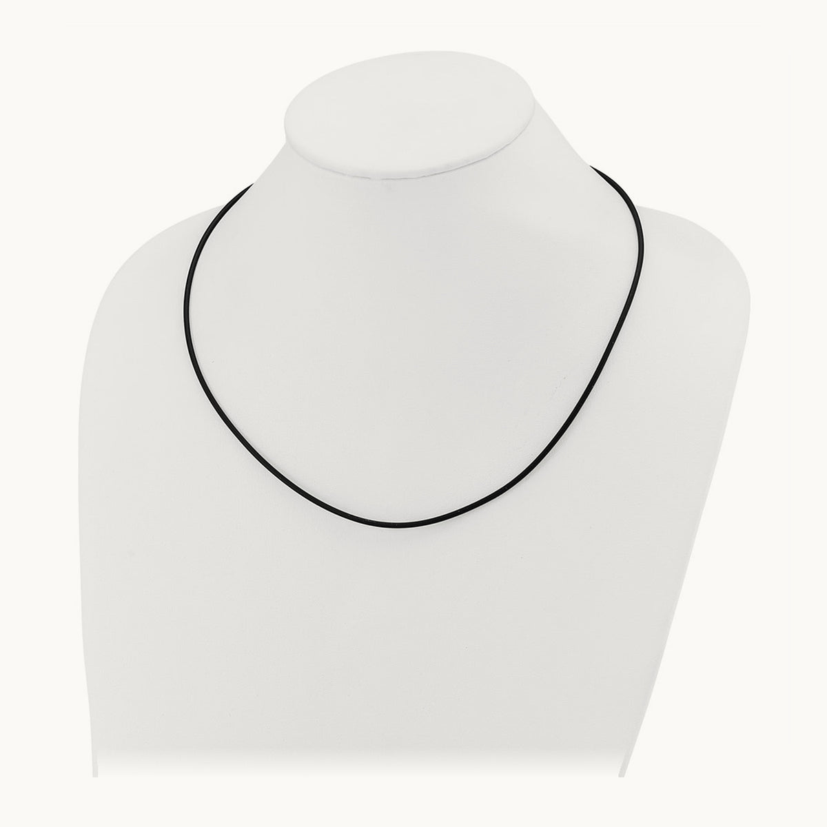 20in with Yellow Clasp Black Rubber Cord Necklace — 2mm