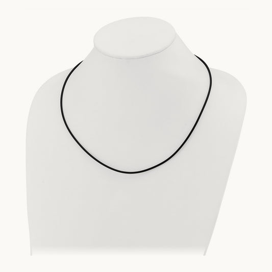 20in with Yellow Clasp Black Rubber Cord Necklace — 2mm