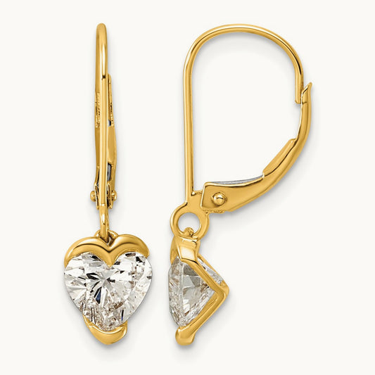 Heart Leverback Earrings, 2.00 ct tw Lab-Grown Diamond