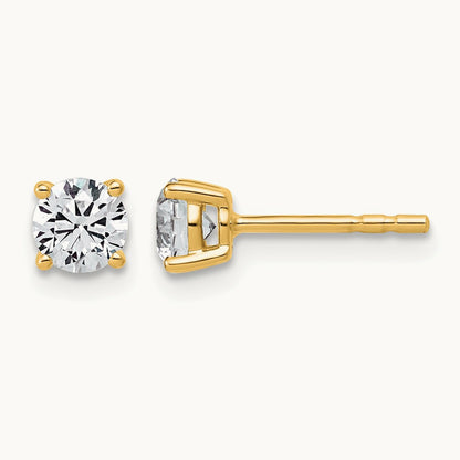 Round Lightweight Earrings, 0.25-6.00 ct tw Lab-Grown Diamond — 5/8 ct, 14K Yellow Gold