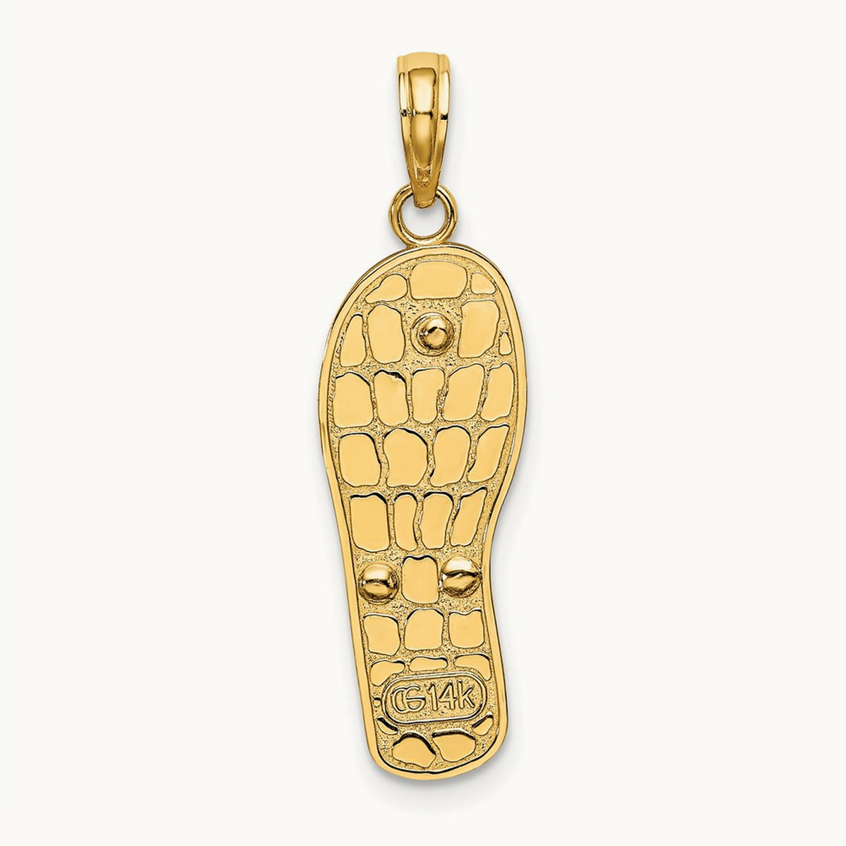 Multi-Colored 3D Enamel Fuschia Flowers On Flip-Flop Charm, 14K with Rhodium