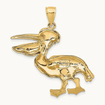 Textured Pelican Charm, 14K