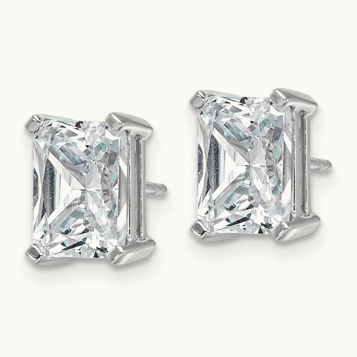 Radiant Four-Prong Stud Earrings, 0.50-6.00 ct tw Lab-Grown Diamond — 5 ct, 14K White Gold
