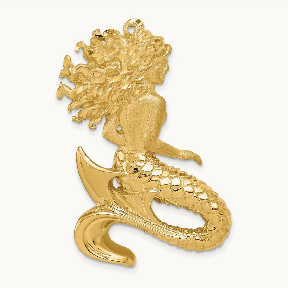Polished & Satin Diamond-cut Mermaid Slide, 14K