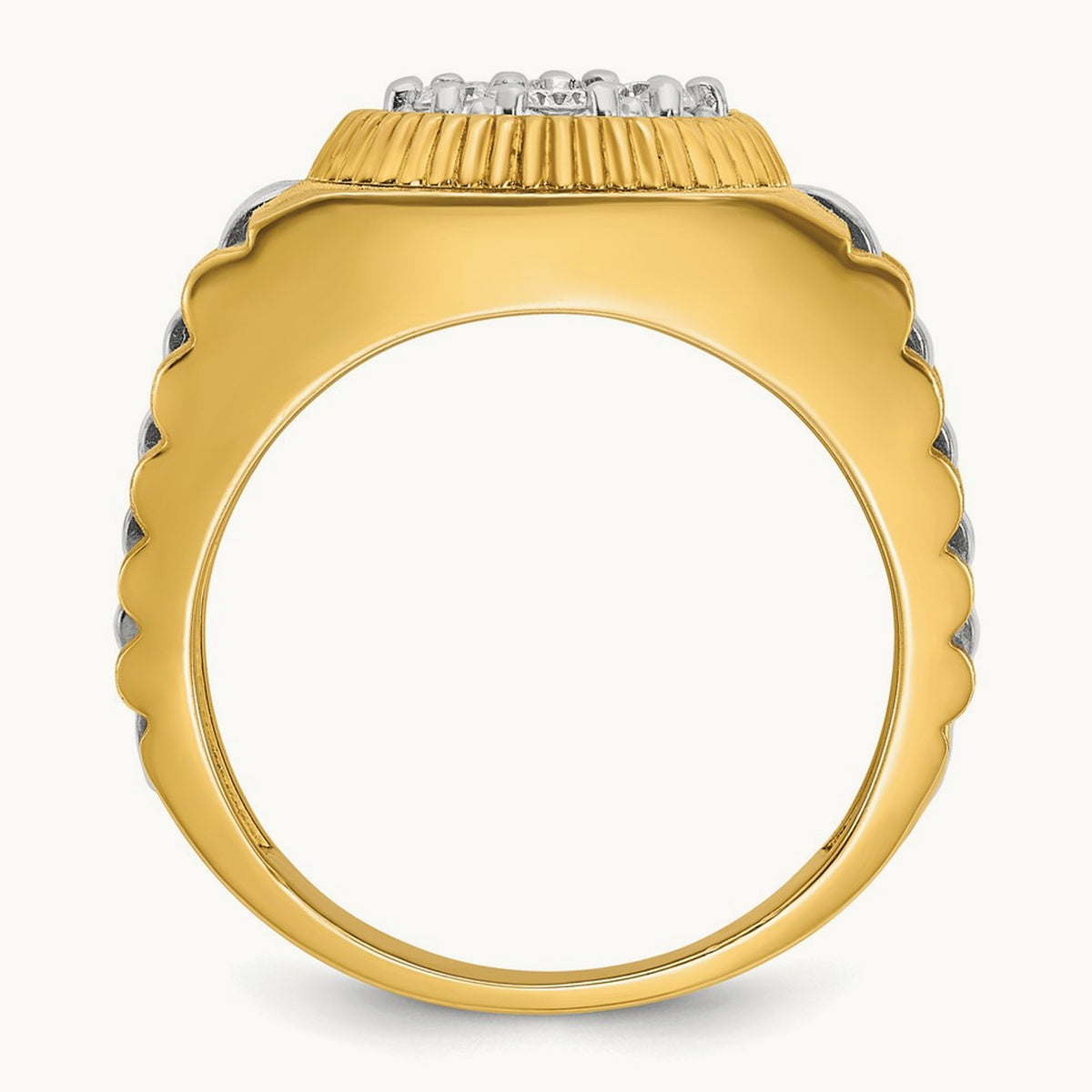 Ribbed Men's Cluster Ring, 0.50 ct tw Lab-Grown Diamond