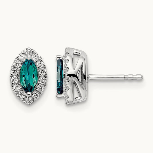 Created Alexandrite June Birthstone Earrings, 0.20 ct tw Lab-Grown Diamond