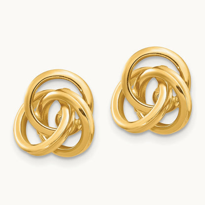 Polished Love Knot Earring Jackets — 14K Yellow Gold, 12mm