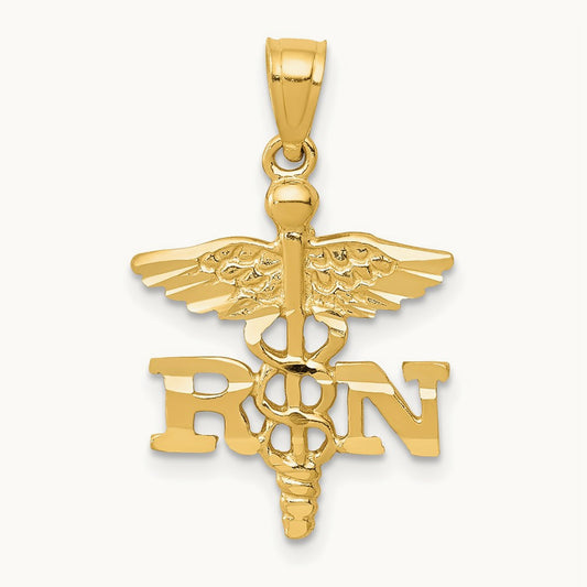 Diamond-cut RN Pendant, 14K