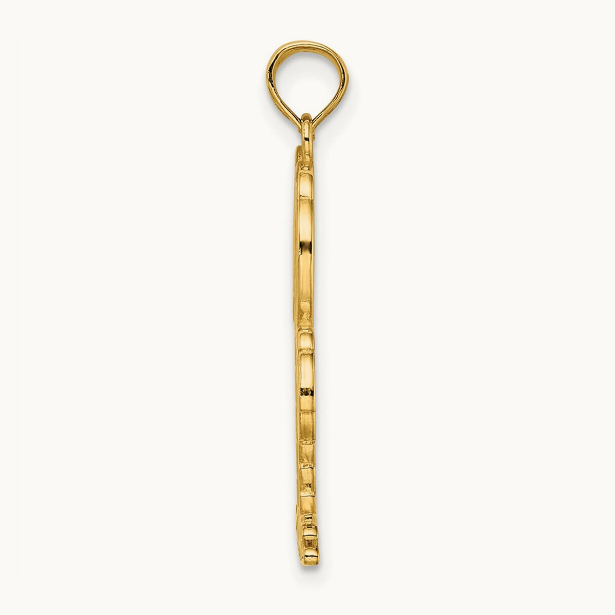 2-D Textured Double Palm Trees Charm, 14K