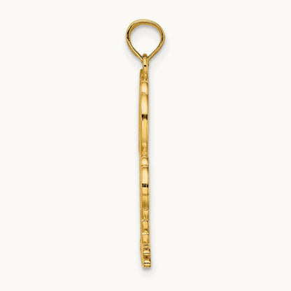 2-D Textured Double Palm Trees Charm, 14K