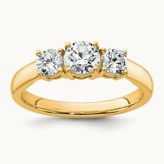 3 Stone Engagement Ring, 1.00-5.00 ct tw Lab-Grown Diamond — 1 ct, 14K Yellow Gold