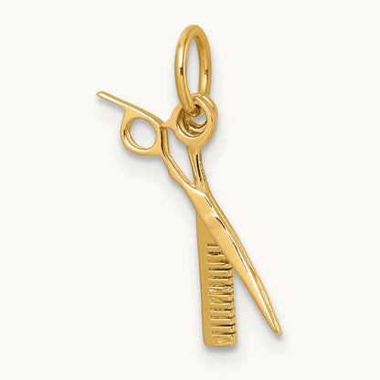 Fancy Comb and Scissors Pendant, 14K Yellow Gold