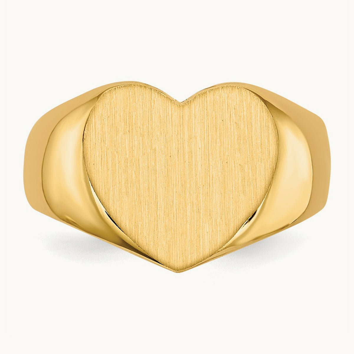 Closed Back Heart Signet Ring — 14K Yellow Gold, 12.5x11.5mm, 6
