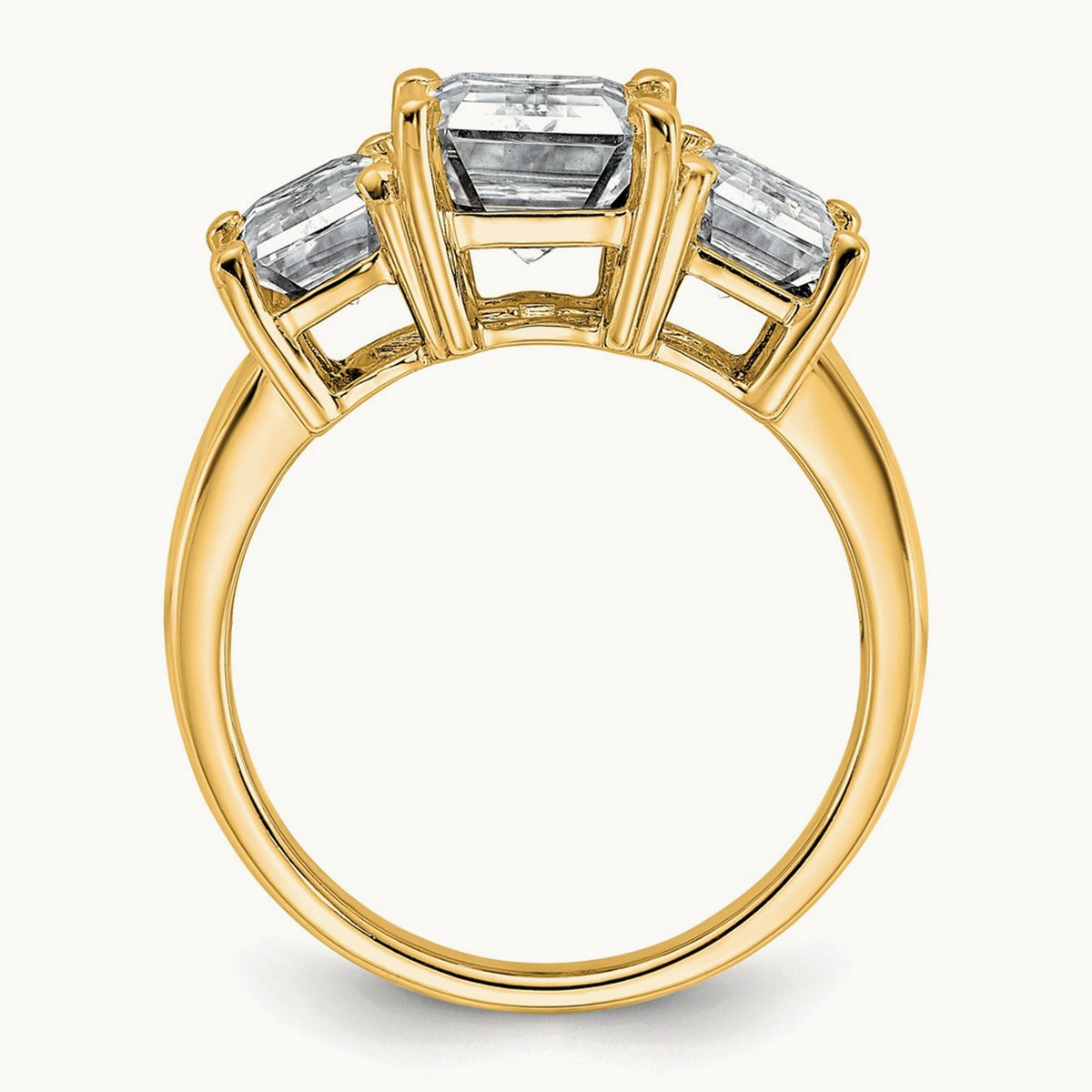 Emerald 3 Stone Engagement Ring, 1.50-4.25 ct tw Lab-Grown Diamond — 2 1/2 ct, 14K Yellow Gold