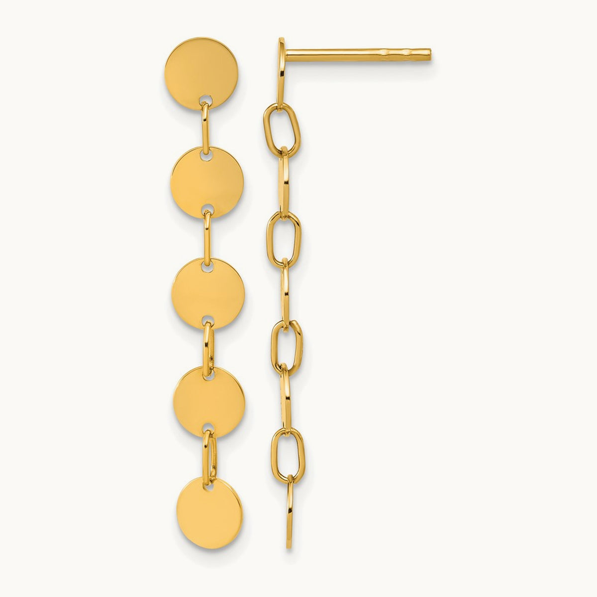 Polished Circle Disk Dangle Post Earrings, 14K — Leslie's
