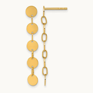 Polished Circle Disk Dangle Post Earrings, 14K — Leslie's