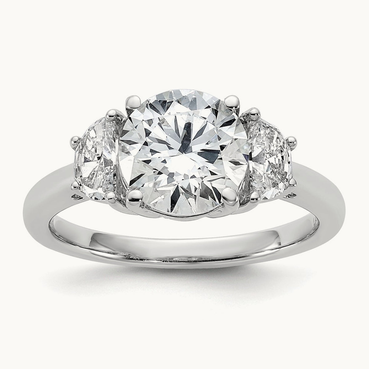 Round 3 Stone Engagement Ring, 1.25-4.00 ct tw Lab-Grown Diamond — 2 1/2 ct, 14K White Gold
