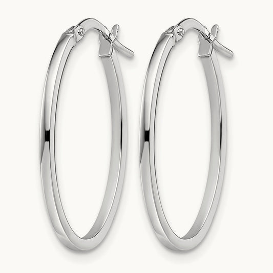 Polished Oval Hoop Earrings, 10K White Gold — Leslie's