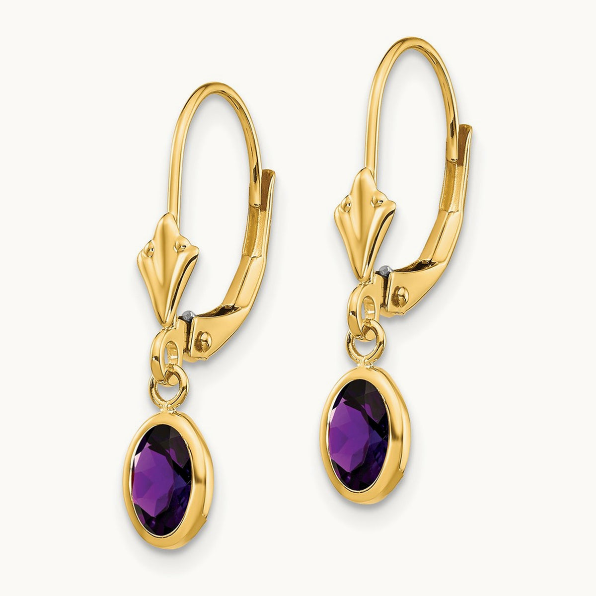 6x4mm February/Amethyst Earrings, 14K