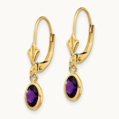 6x4mm February/Amethyst Earrings, 14K