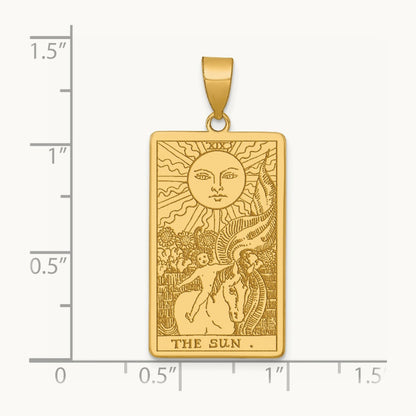 The Sun Tarot Card Pendant, 14K Yellow Gold