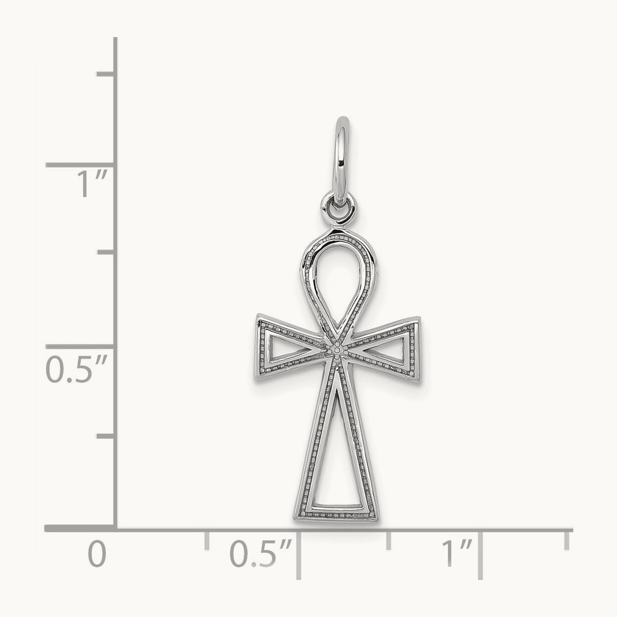 Ankh Cross Charm — 14K White Gold, 27mm