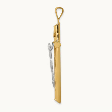 Polished Crucifix Pendant, 14K Two-tone