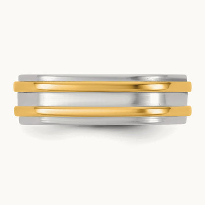 W/Y Double Banded Wedding Band, 6mm, 14K Two-tone
