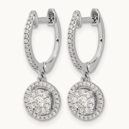 Diamond Hinged Hoop Earrings, 14K White Gold