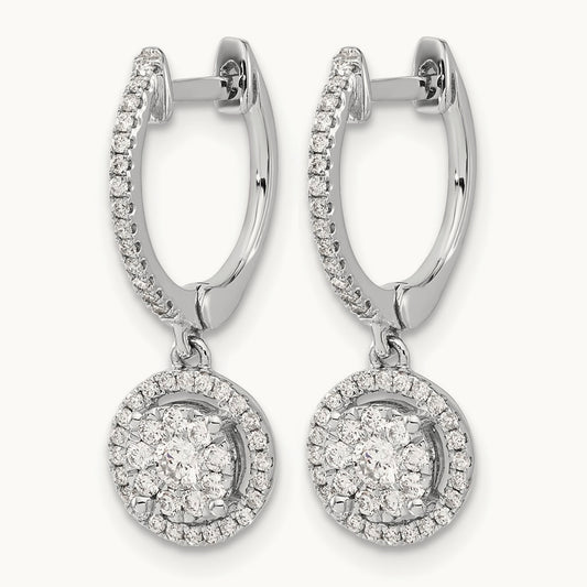 Diamond Hinged Hoop Earrings, 14K White Gold