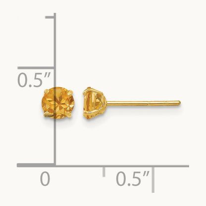 Round Citrine Post Earrings — 4mm