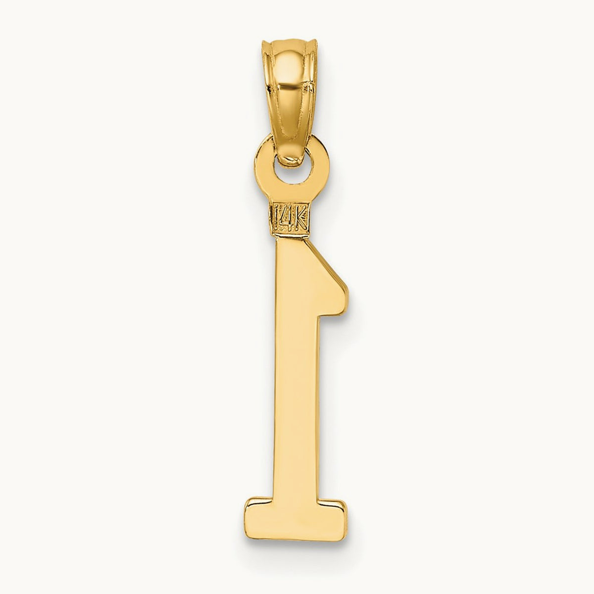 Polished Number 1 Pendant — 14K Yellow Gold, 18.83mm