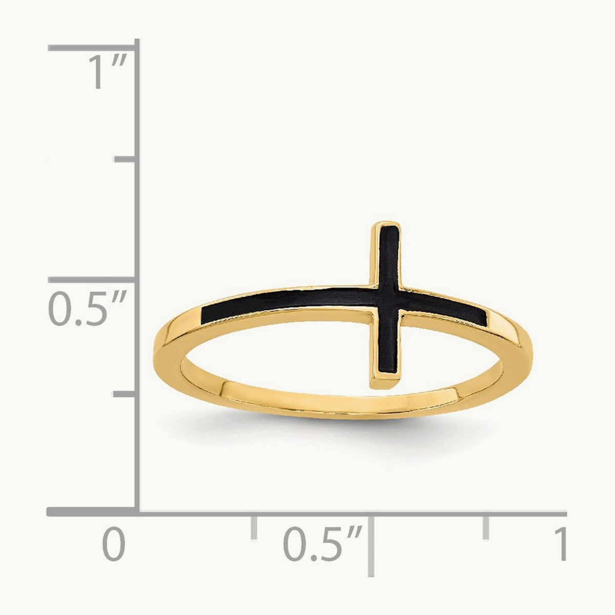 Antiqued Sideways Cross Ring — 14K Yellow Gold