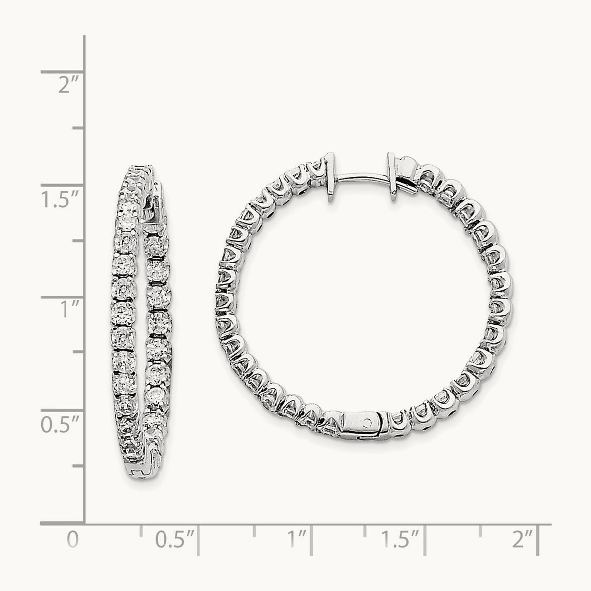 AA Diamond Hinged Hoop Earrings, 14K White Gold