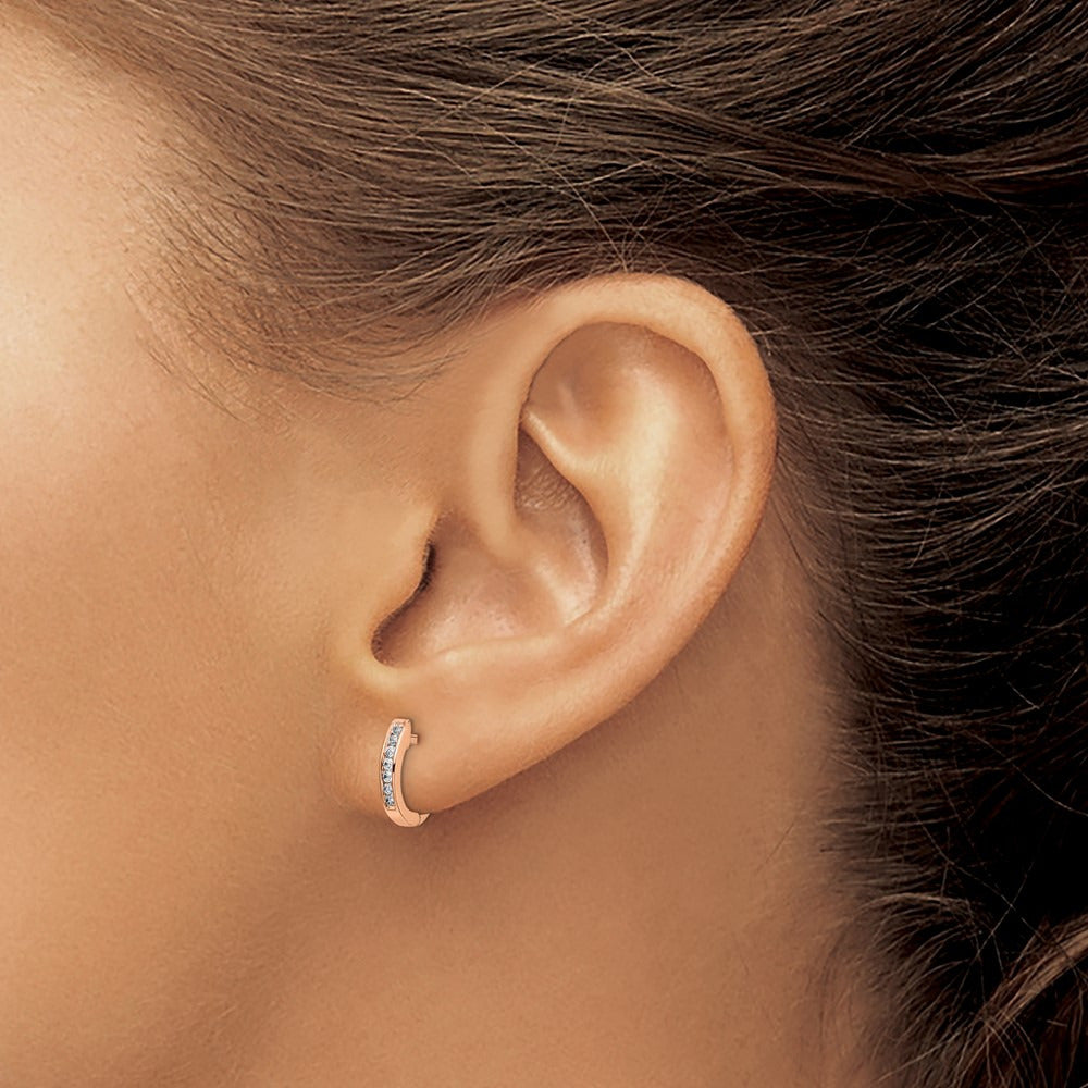 Hinged Hoop Earrings, 0.10 ct tw Lab-Grown Diamond — 14K Rose Gold
