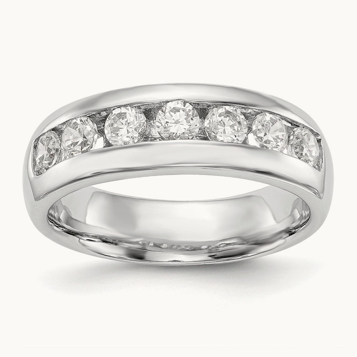 7-Stone Diamond Channel Band, 14K White Gold