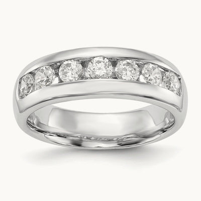 7-Stone Diamond Channel Band, 14K White Gold