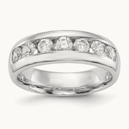 7-Stone Diamond Channel Band, 14K White Gold