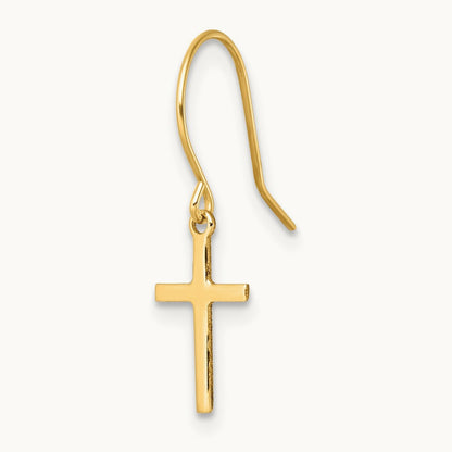 Single 14k Dangle Cross Shepherd Hook Earring